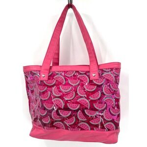 Juicy Couture Pink Transparent Signature Watermelon Logo Beach Tote Bag